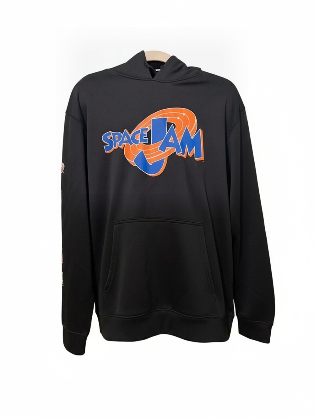 Champion Black Space Jam Logo Hoodie with Blue & Orange Graphic